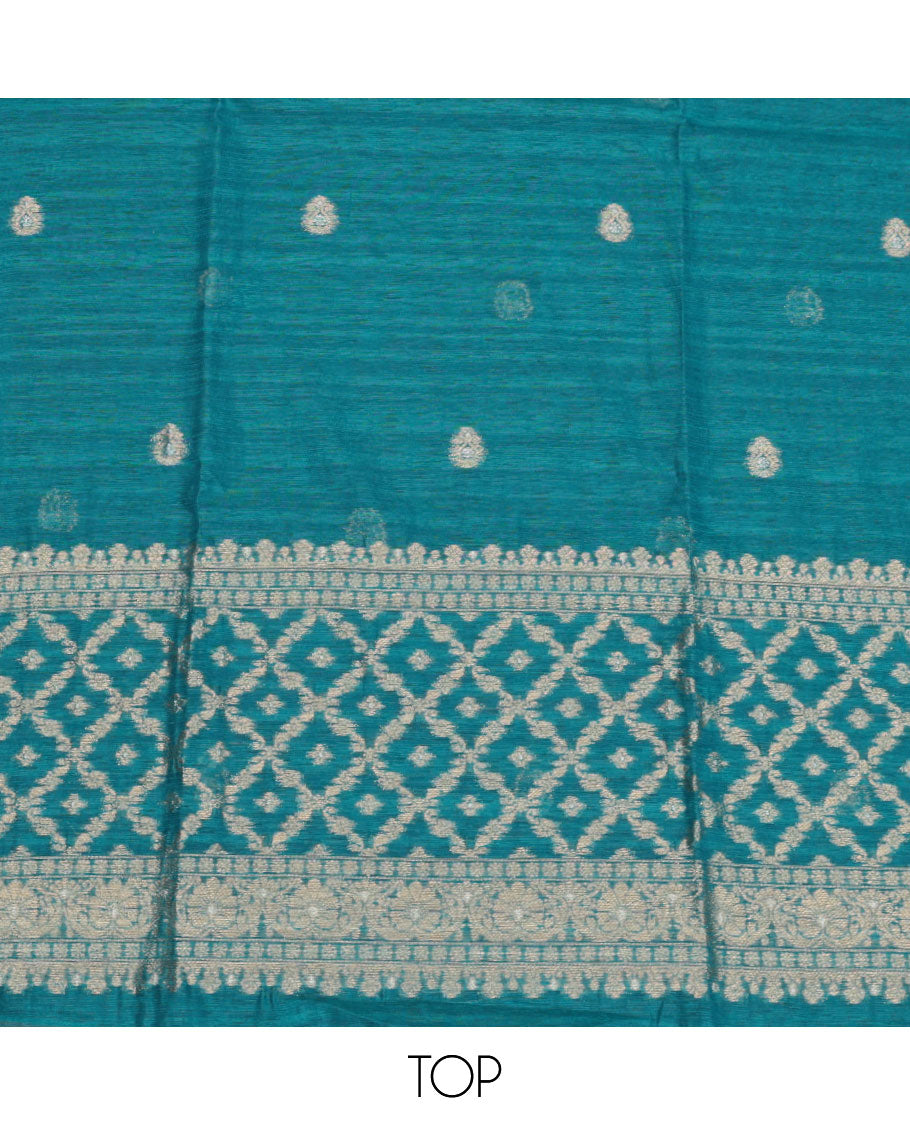 Rama Blue Kora Silk Material Chudidar Set