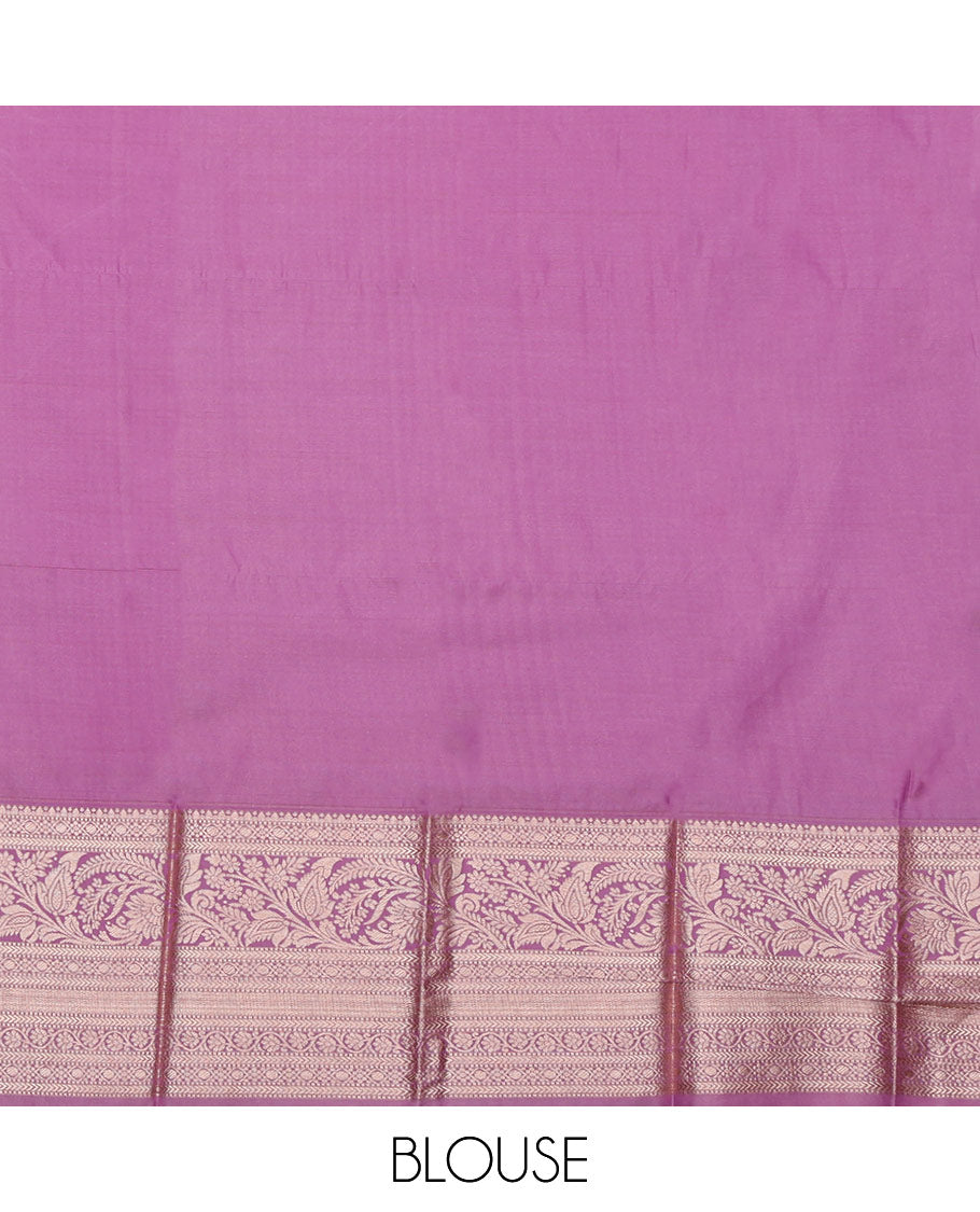 Pink Budget Silk Saree, Featuring Zari Buttas All Over Its Body, Complemented by a Contrast Traditional Zari Design Border, Intricately Designed Pallu, and Paired with a Contrast Blouse