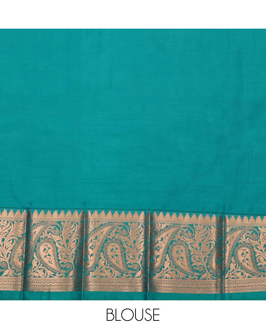 Pink Budget Silk Saree, Enthralled with Jacquard Design, Complemented by a Contrast Paisley Zari Design Border, Pallu of Paisleys, and a Contrast Blouse