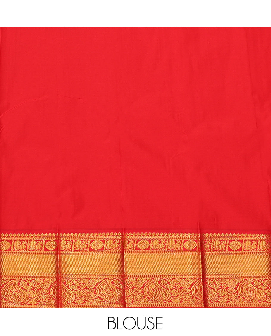 Royal Blue Budget Silk Saree, Elevated with Zari Buttas, a Contrast Traditional Zari Border, Grand Pallu, and a Contrast Blouse
