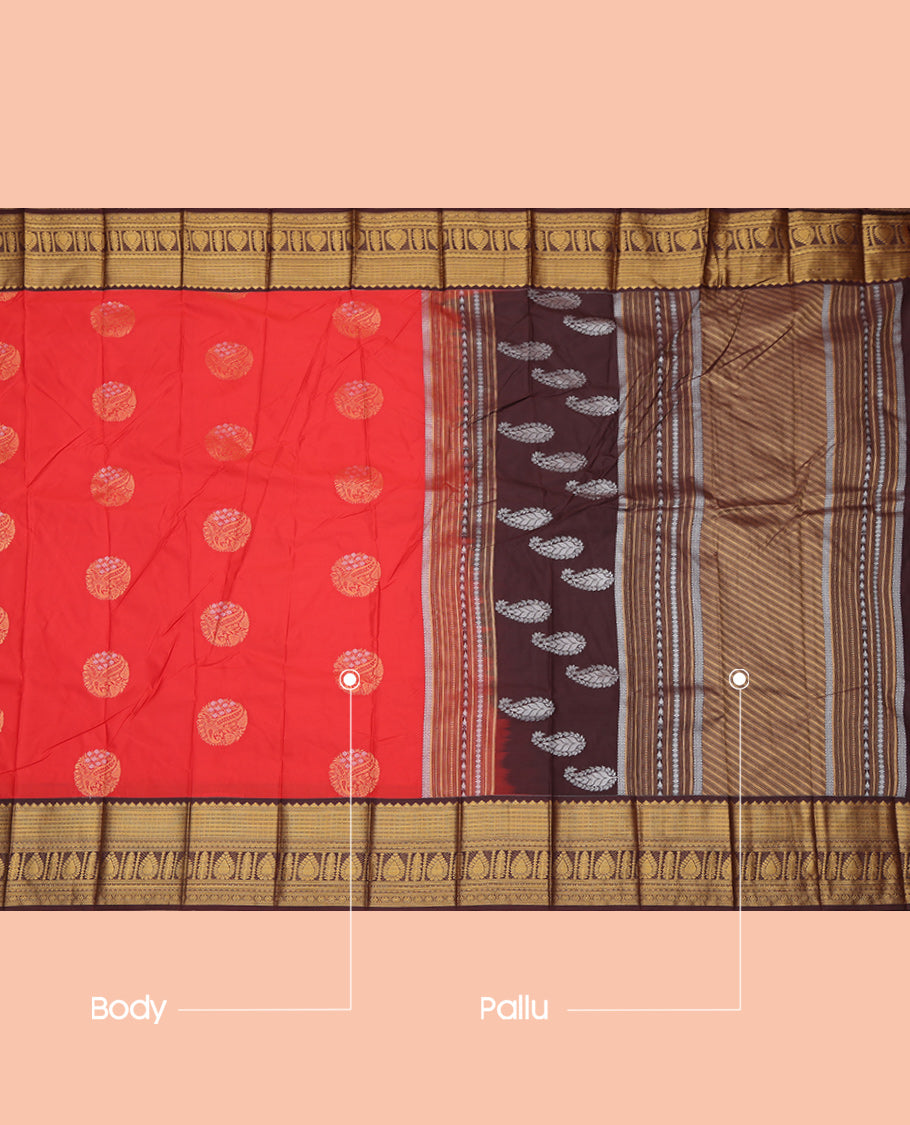 Red Circle Butta Budget Silk Saree