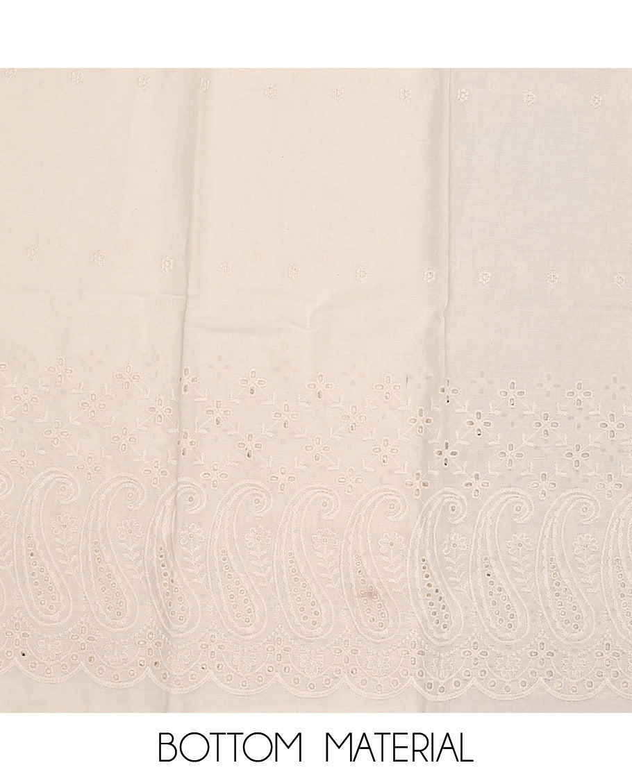 Sea blue chudidhar material set floral printed with sequins embroidery top, contrast thread embroidery bottom & floral motif thread embroidery scallop border dupatta