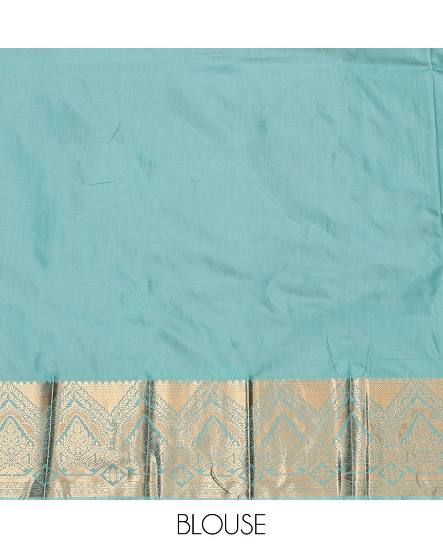 Pink Budget Silk Saree, Adorned with Zari Buttas and Stripes, Contrast Traditional Zari Border, Grand Pallu, and a Contrast Blouse