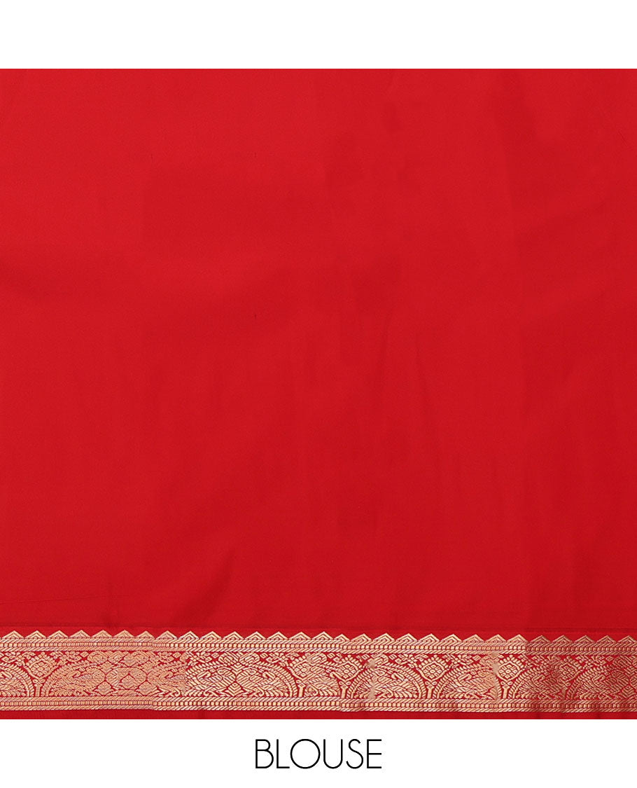 Cream Budget Silk Saree, Enriched with Zari Designs, Contrast Traditional Zari Design Border, Grand Geometric Patterned Pallu, and a Contrast Blouse