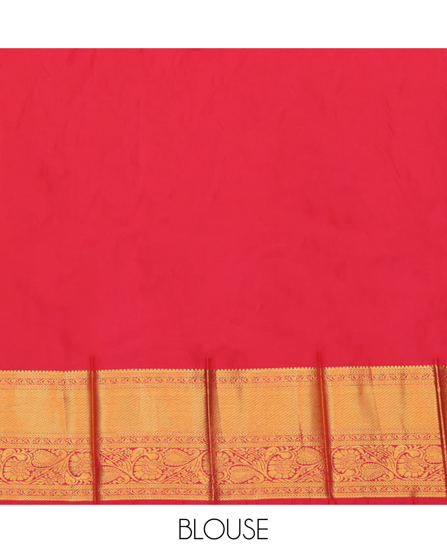 Yellow Budget Silk Saree, Woven with Zari Buttas, a Contrast Traditional Zari Border, Grand Pallu, and a Contrast Blouse