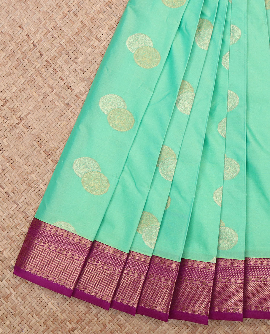 Turquoise Traditional Butta Budget Silk Saree