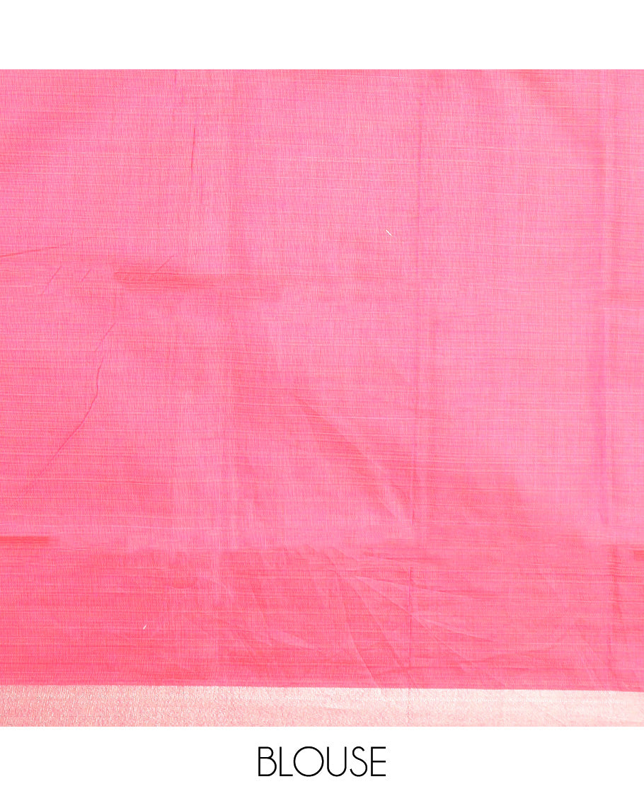 Parrot green paisley thread embroidered Chirala cotton saree, bavanji border, and contrast warli printed pallu