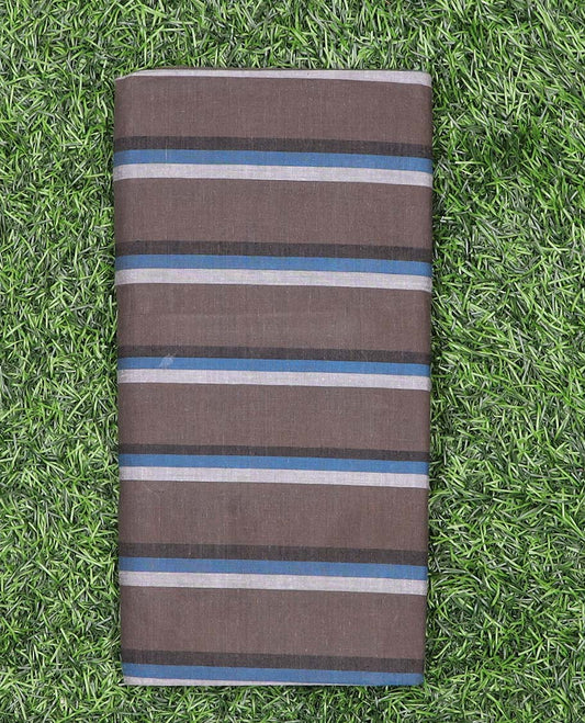 Brown horizontal striped cotton cozy lungi