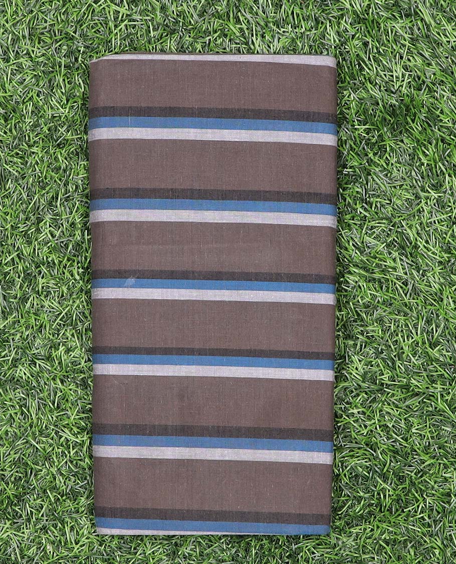 Brown horizontal striped cotton cozy lungi