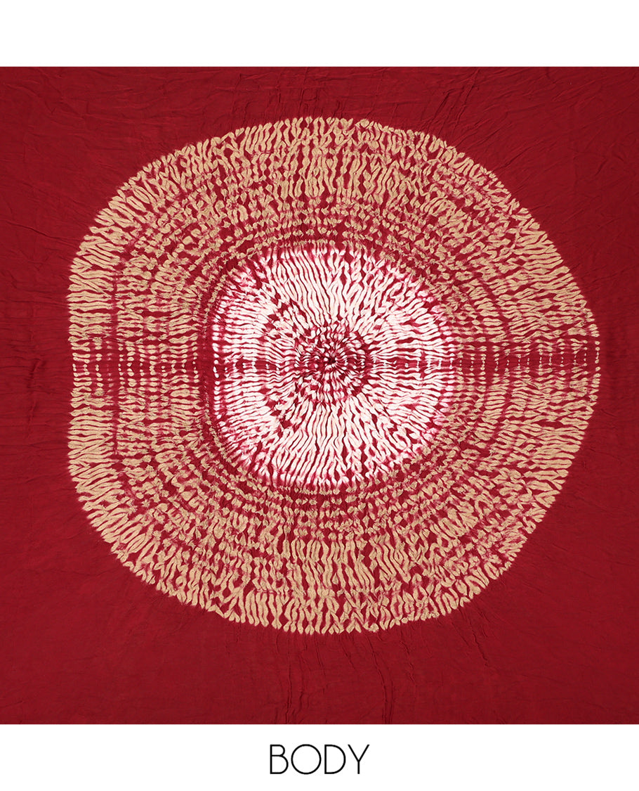 Borderless Red Bandhani Dola Silk Saree