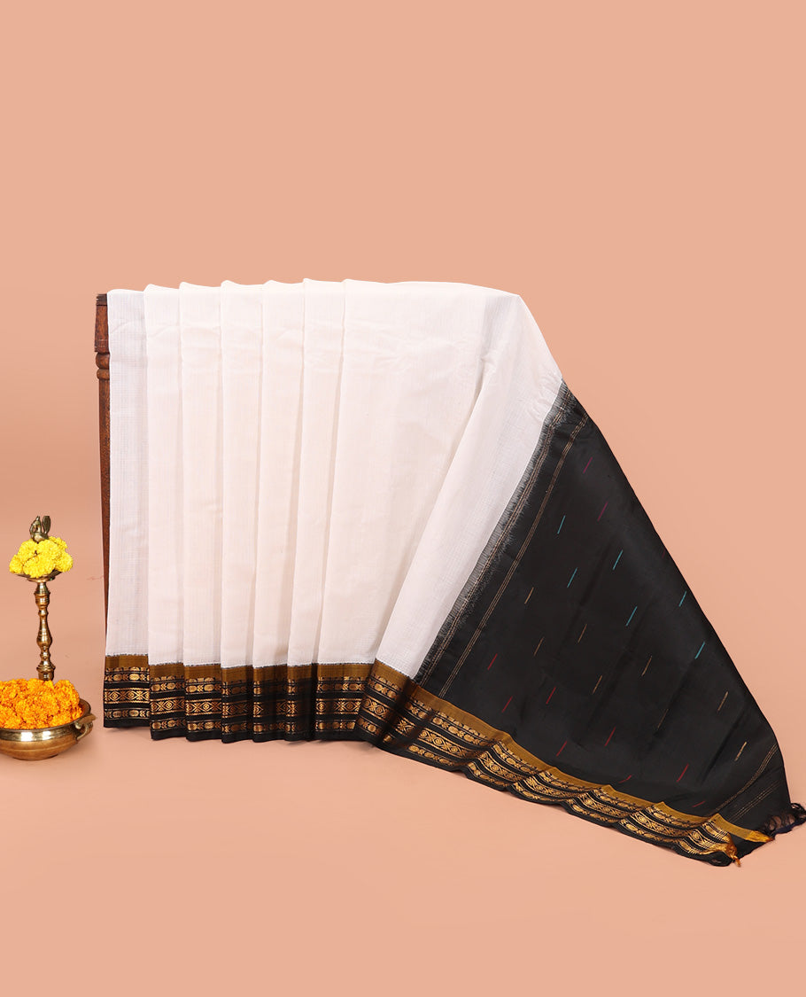 White Plain Gadwal Cotton Saree