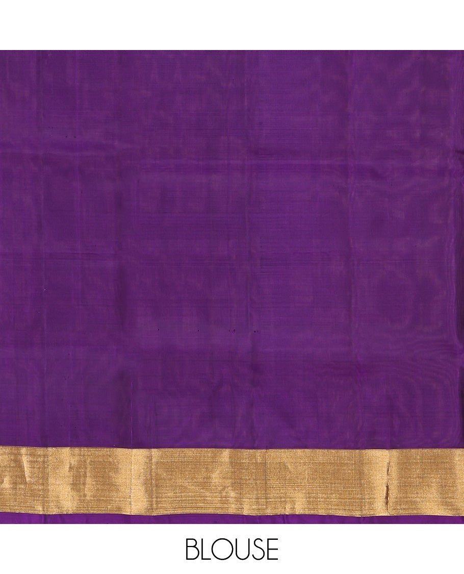 Lavender Mayuri Lite Silk Mix Saree, Beautified with Zari Buttas All Over Its Body, Highlighted by Zari Bavanji Border, Complemented by Contrast Pallu of Jaal Designs, and Paired with a Contrast Blouse
