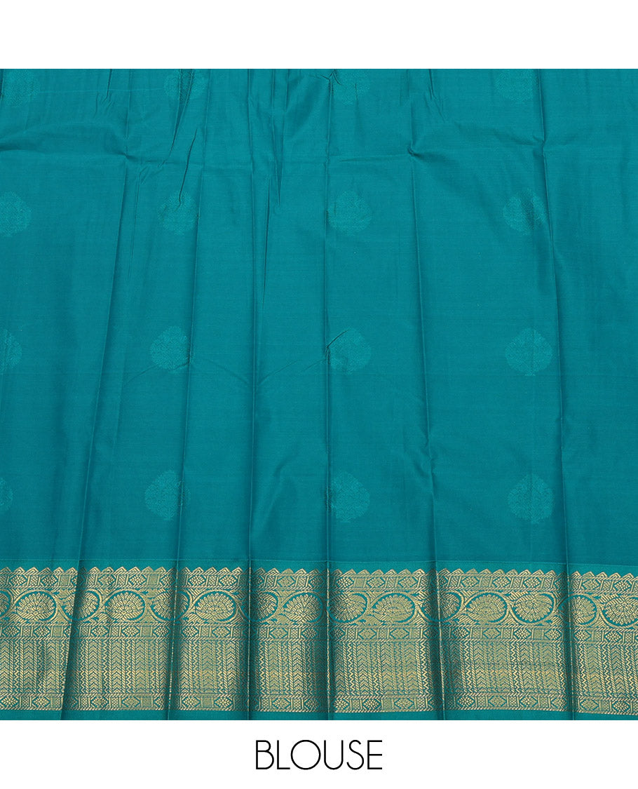 Royal Blue Budget Silk Saree, Embellished with Zari Buttas on Its Body, Complemented by a Contrast Traditional Zari Design Border, Grand Pallu, and Paired with a Contrast Blouse