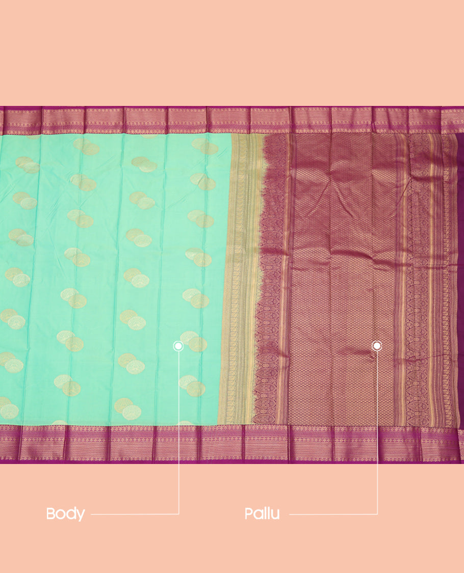 Turquoise Traditional Butta Budget Silk Saree