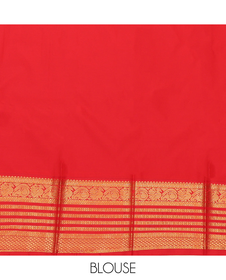 Sandal Budget Silk Saree, Delicately Woven with Zari Buttas, a Contrast Traditional Zari Border, Grand Pallu, and a Contrast Blouse