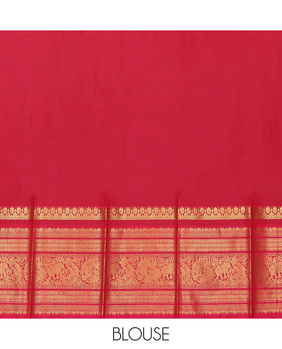 Wine Budget Silk Saree, Ornamented with Zari Buttas, Complemented by Contrast Traditional Zari Border, a Jaal Pallu and a Matching Blouse