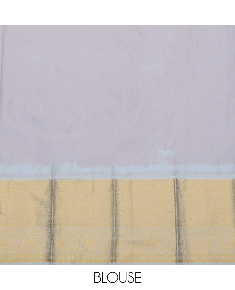 Red Budget Silk Saree, Adorned with Zari Buttas and Checks, a Contrast Traditional Zari Border, Grand Pallu, and a Contrast Blouse