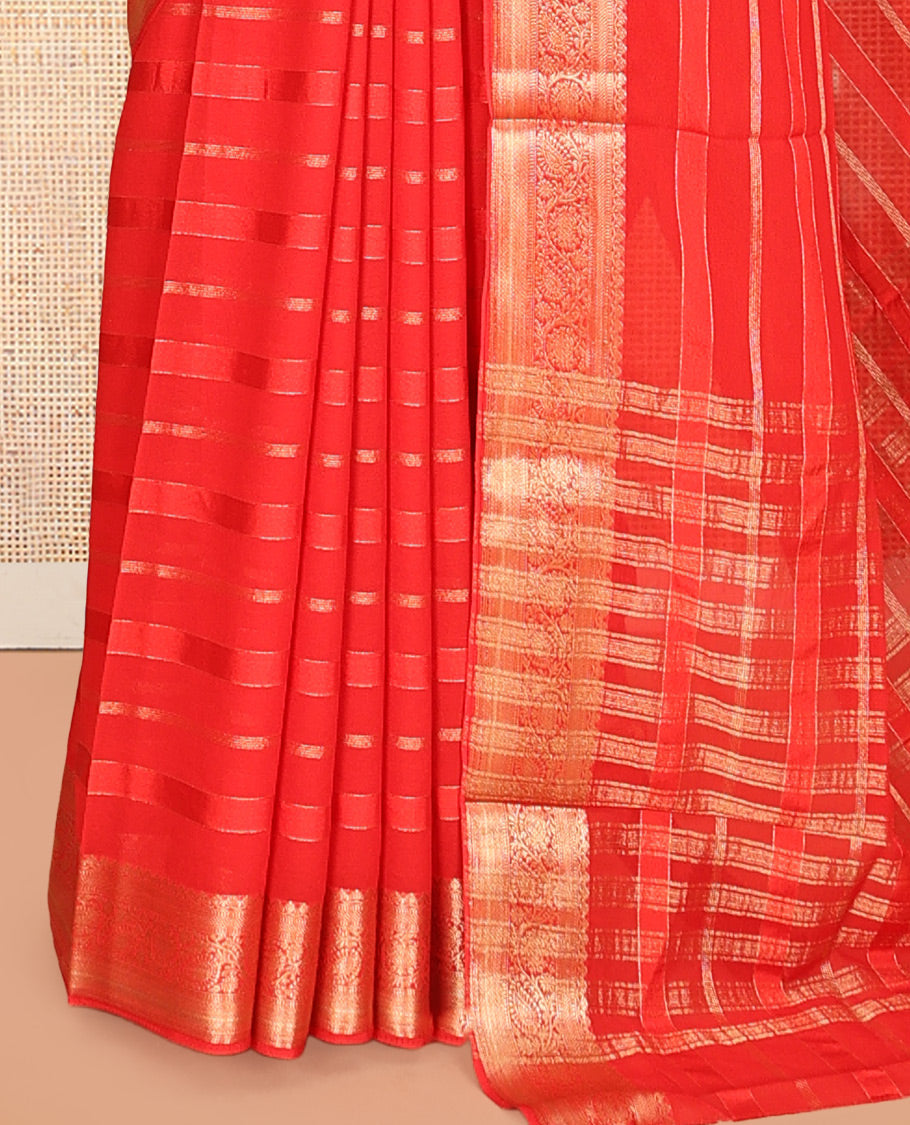 Orange Semi Mysore Silk Saree