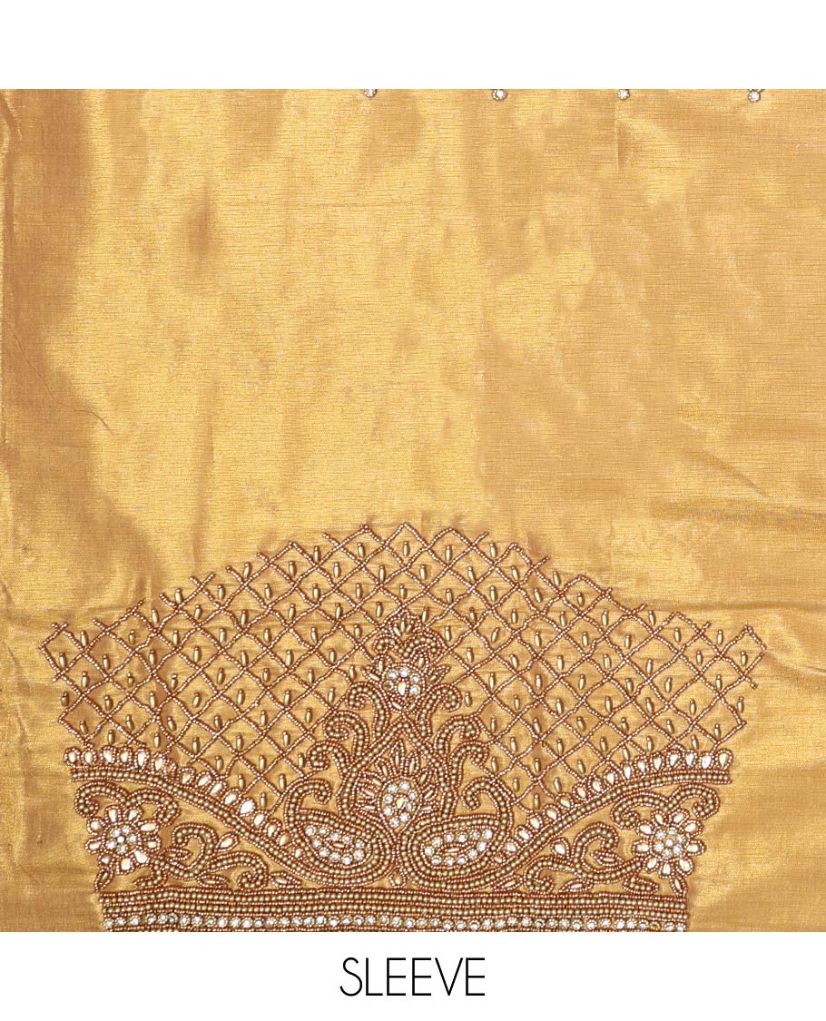 yellow, checked, paisley aari embroidery material blouse