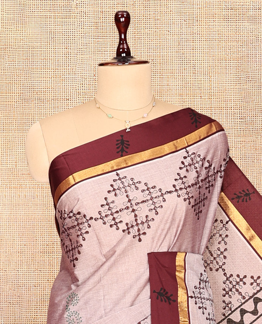 Pale Pink Chirala Cotton Saree
