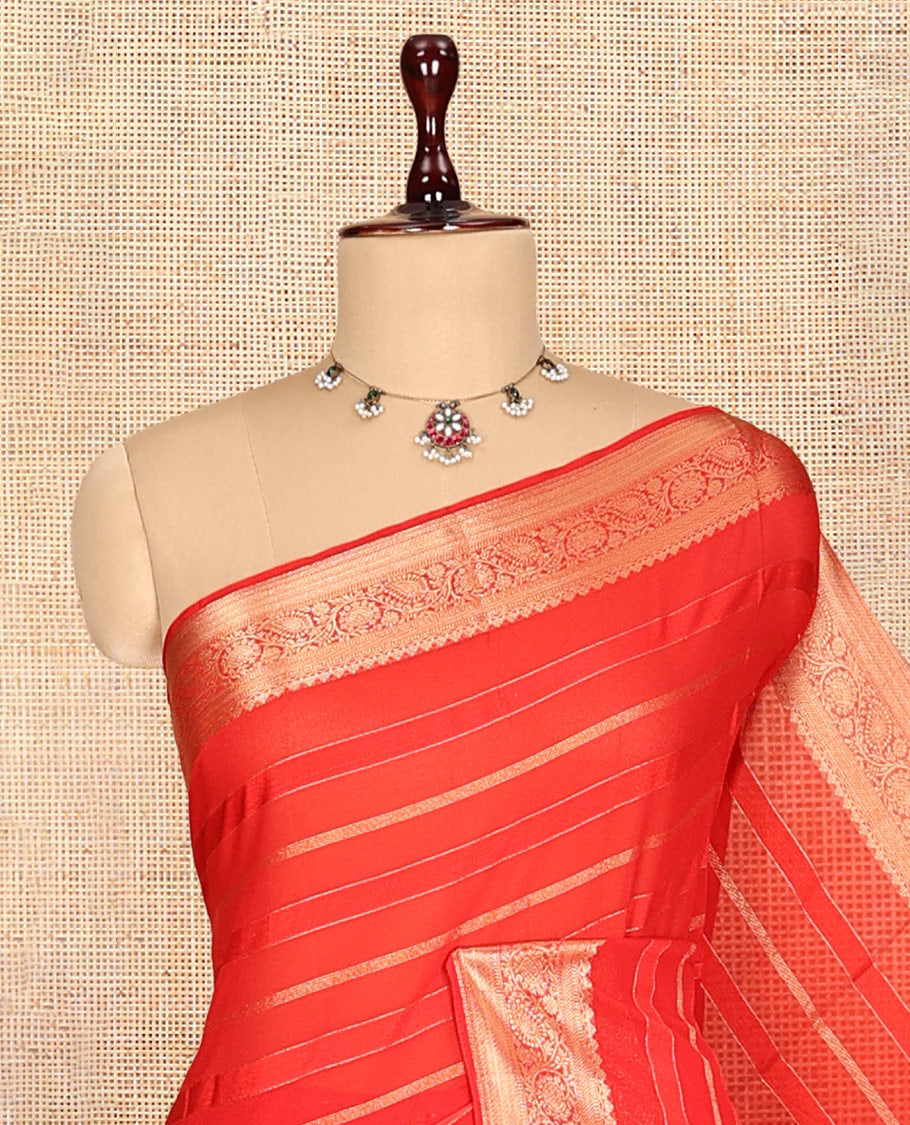 Orange Semi Mysore Silk Saree