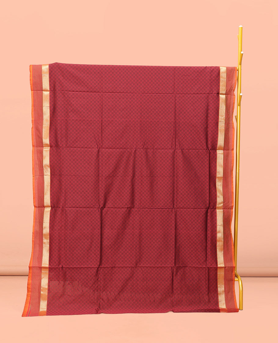 Maroon Poly Cotton Saree