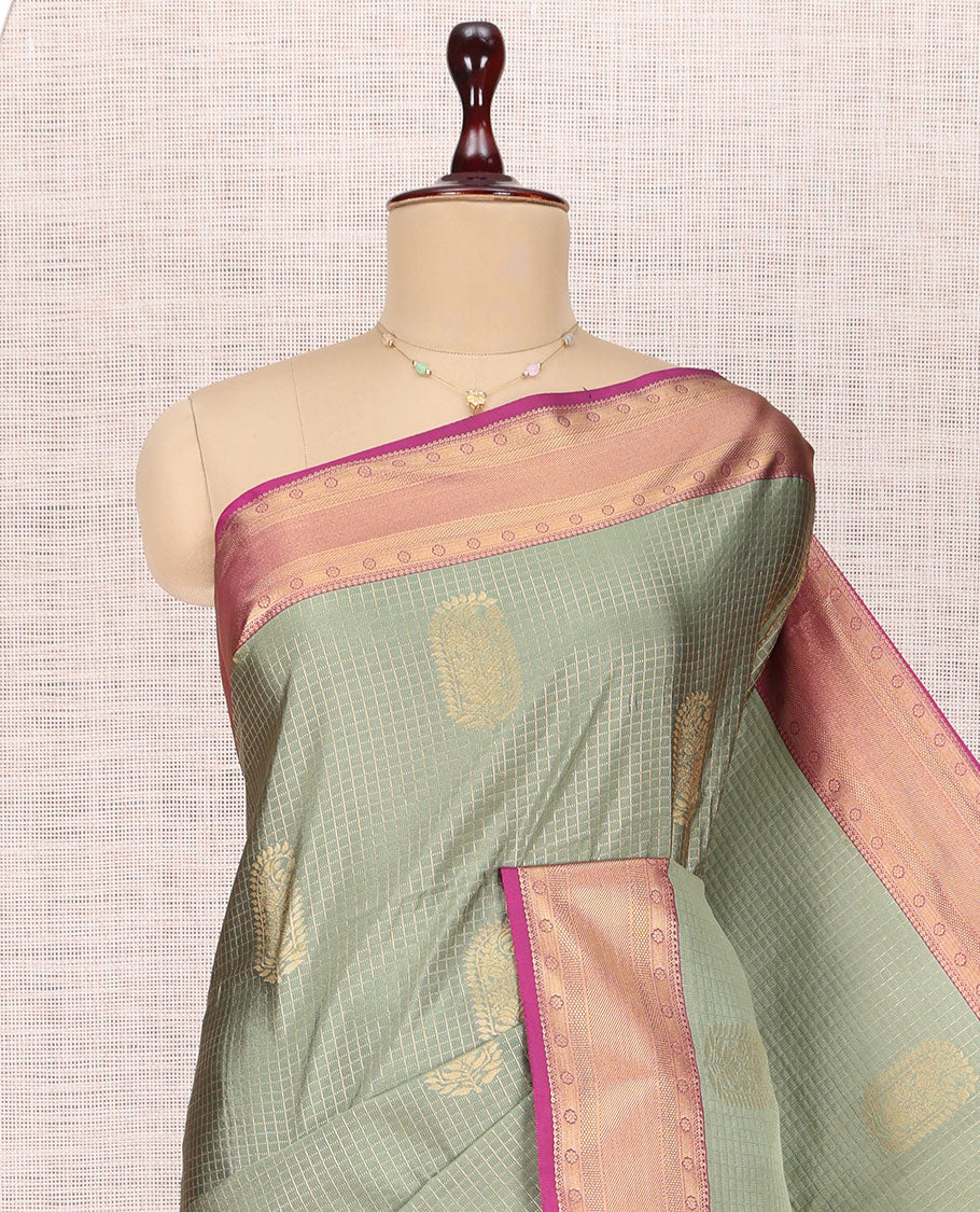 Green Paisley Checks Budget Silk Saree