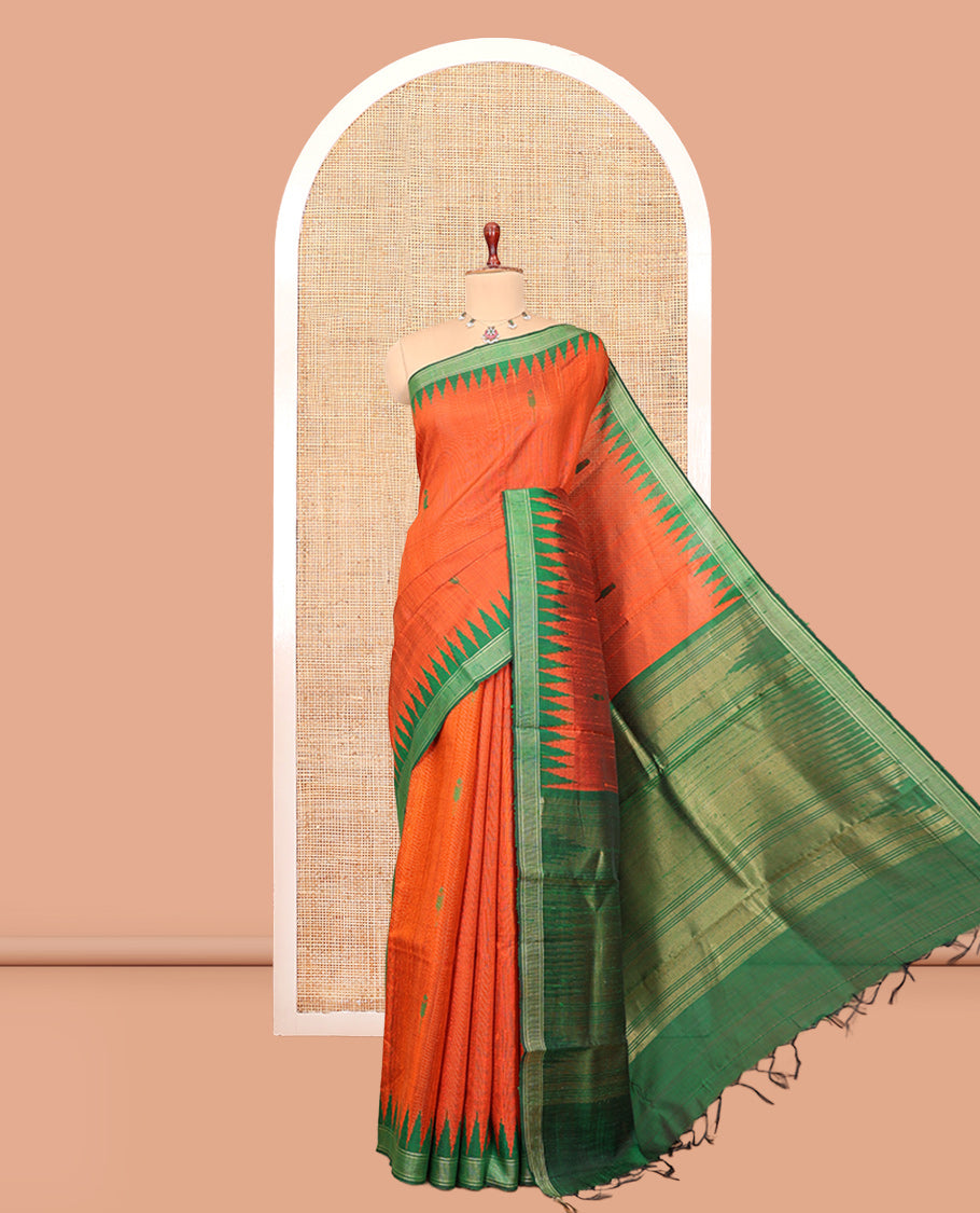 Orange Dupion Saree