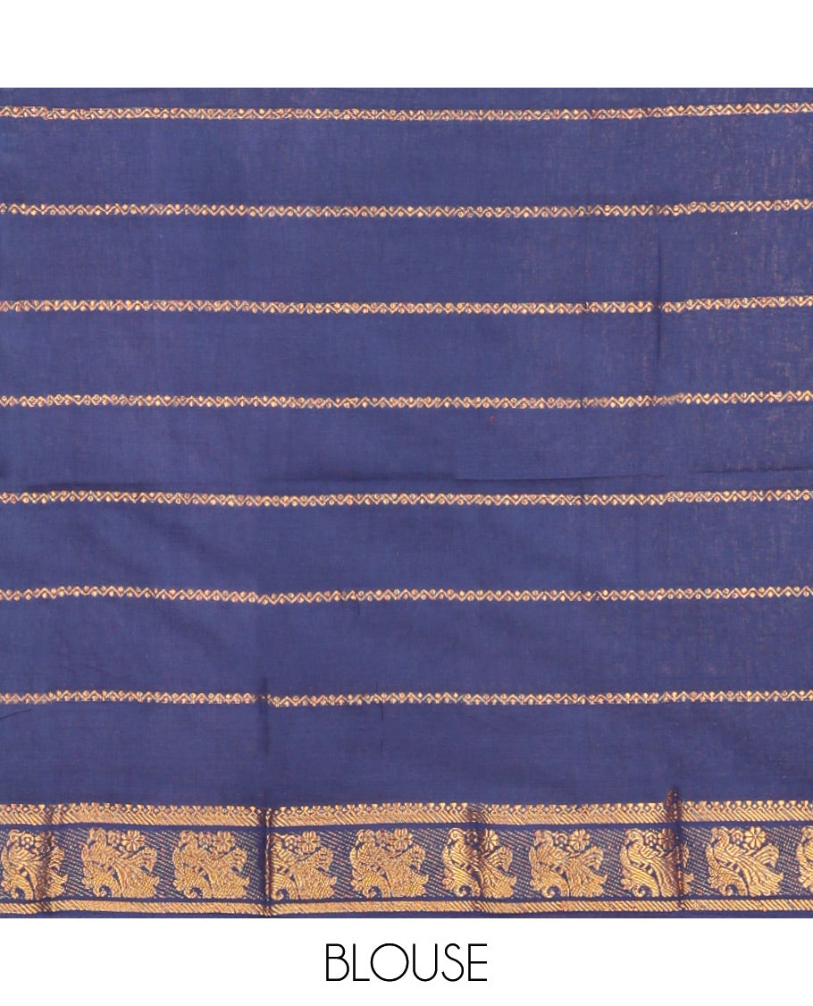 Blue Plain Sungudi Cotton Saree