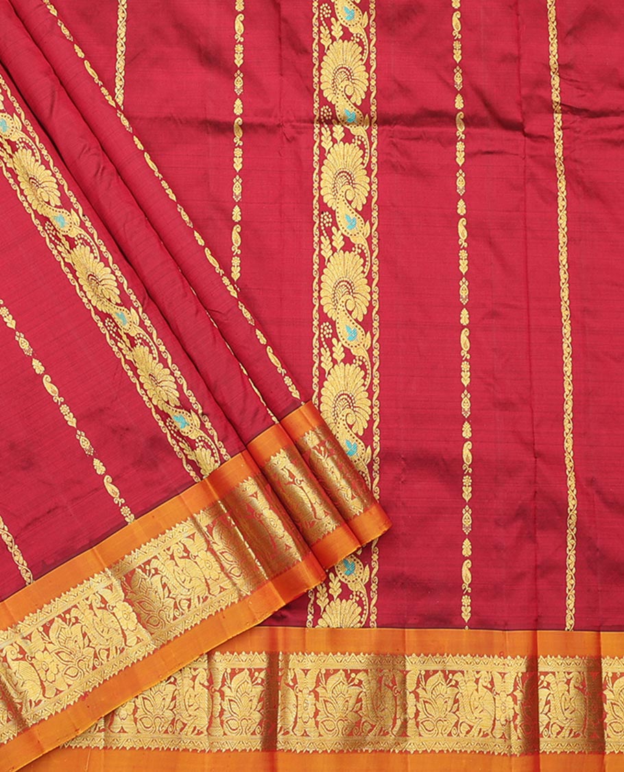 Maroon Pure-Silk Half-Saree