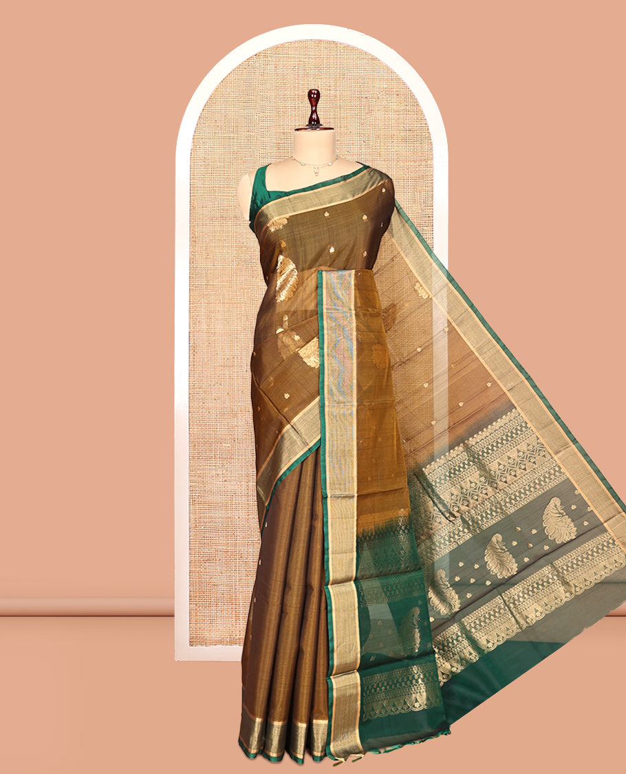 Brown Silk Cotton Saree