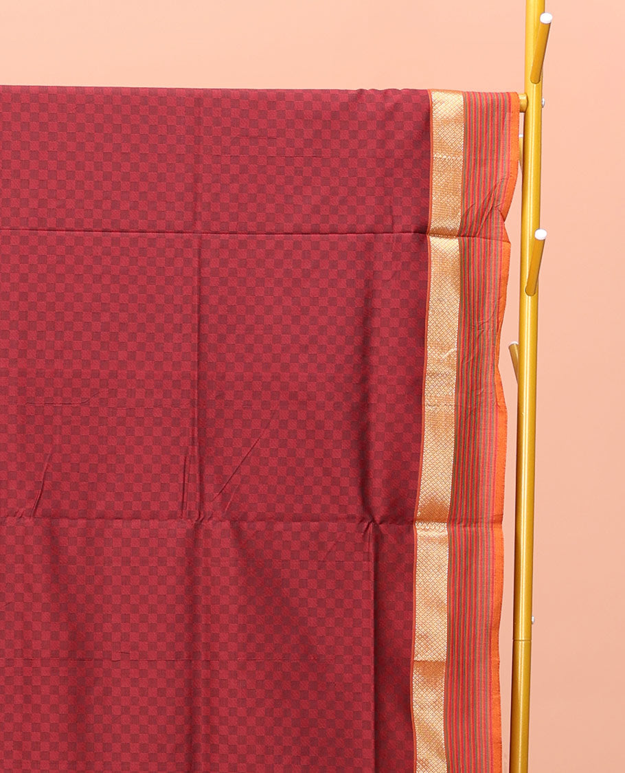 Maroon Poly Cotton Saree