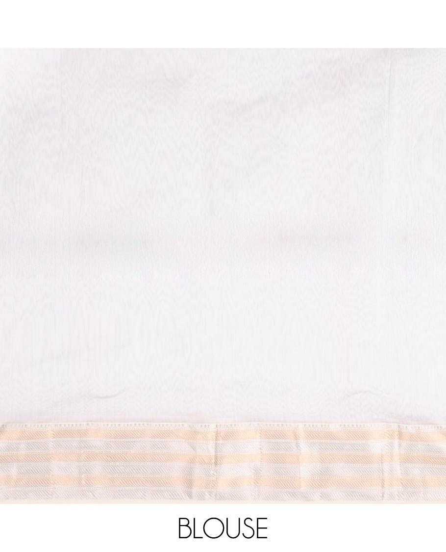 white striped maheshwari cotton saree with contrast striped border & striped pallu