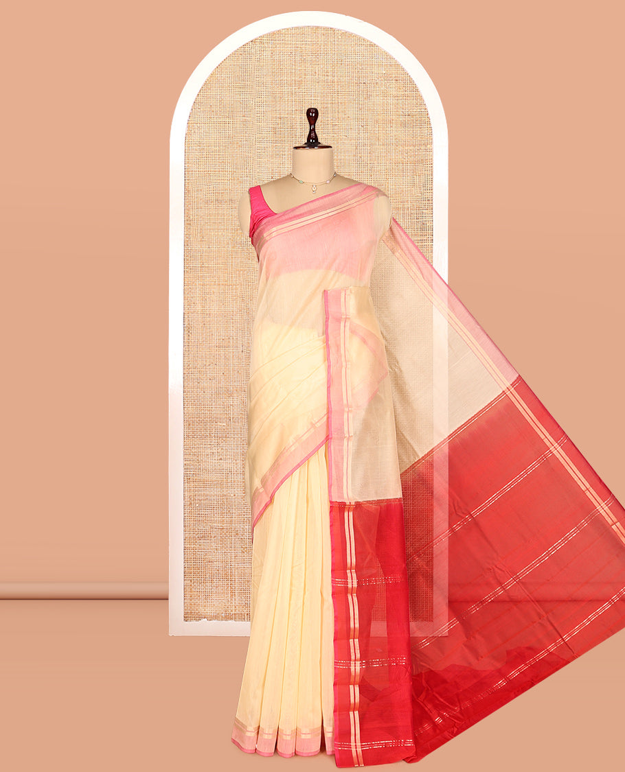 Sandal Plain Silk Cotton Saree
