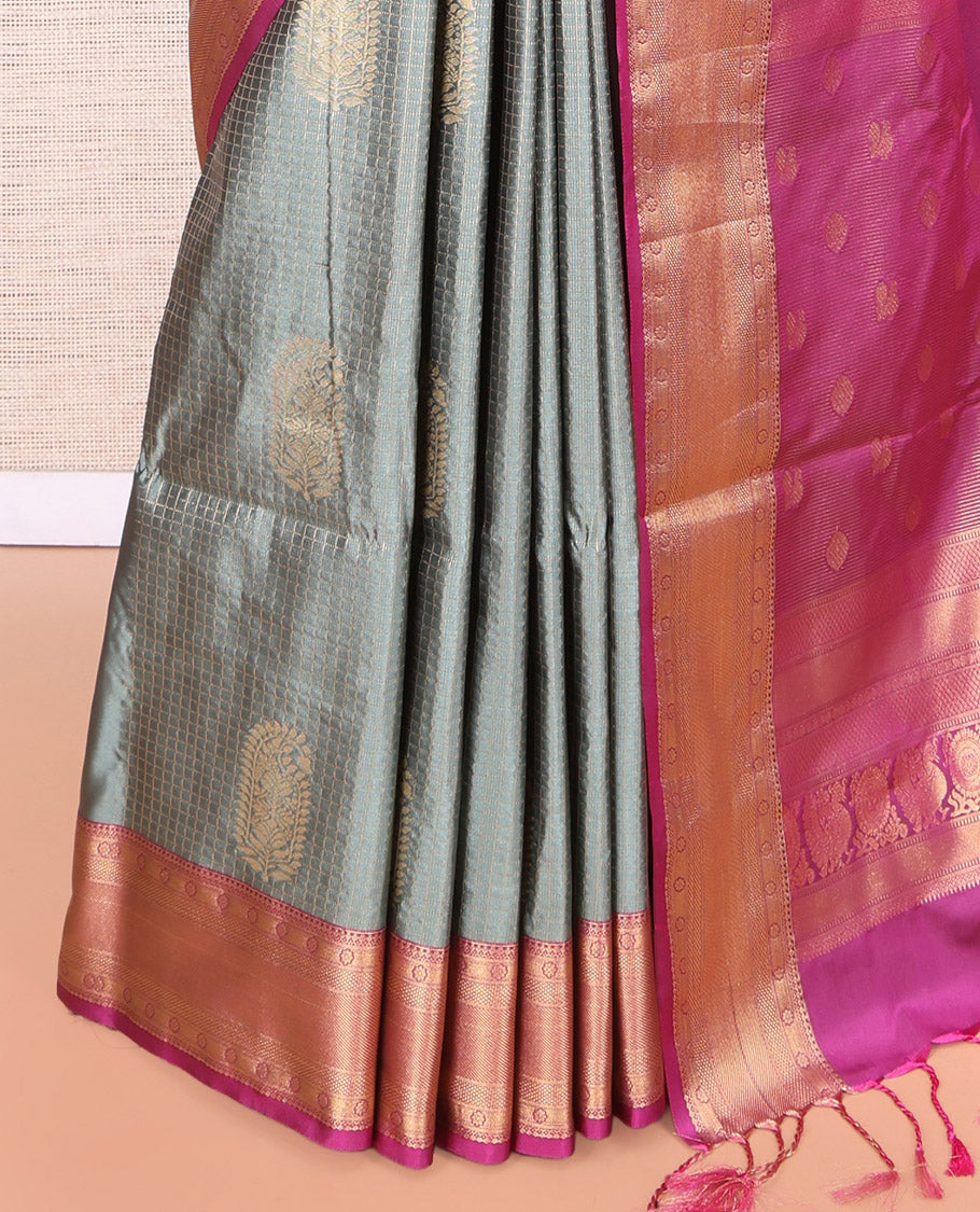 Grey Zari Design Budget Silk Saree