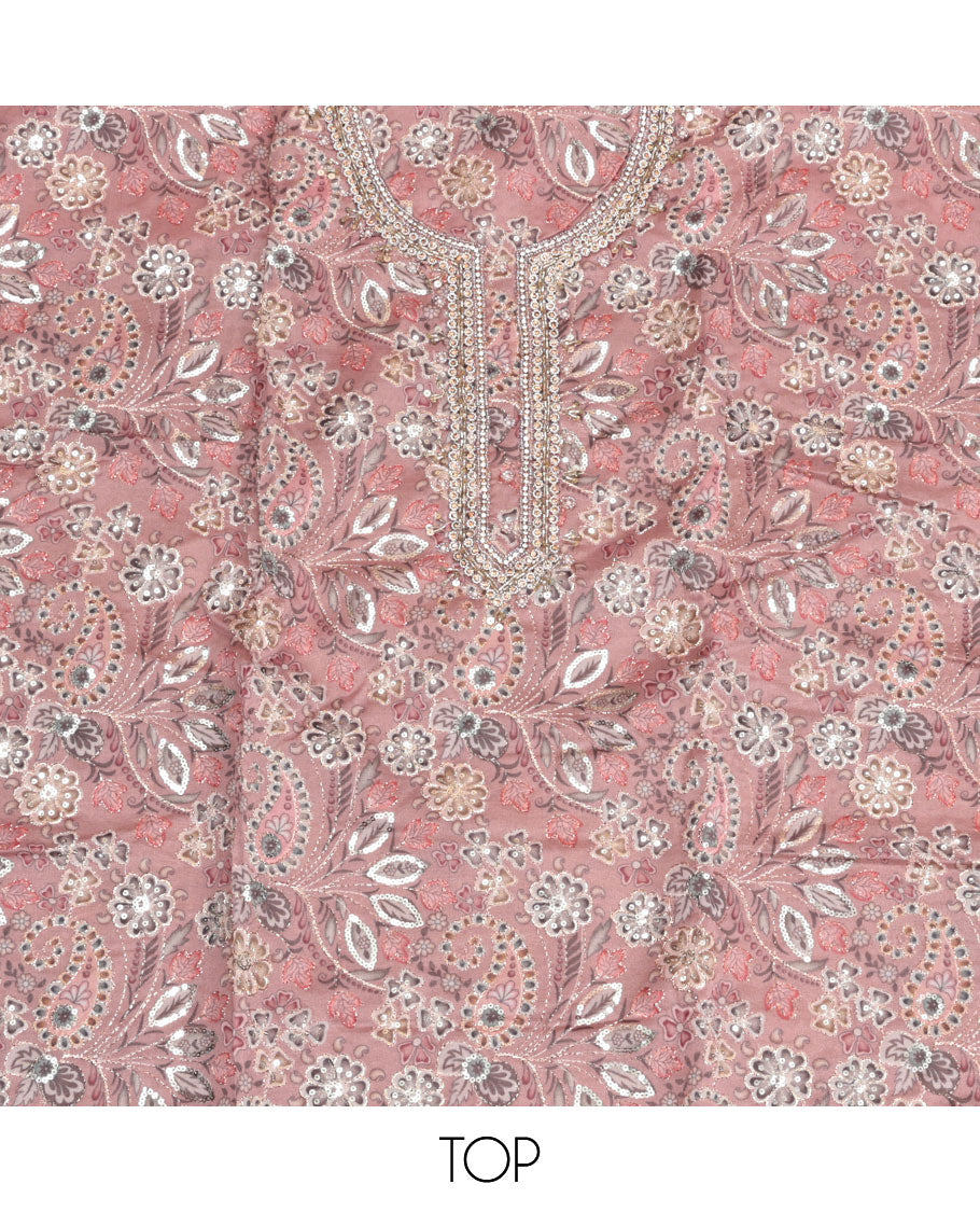 Pink Material Organza Chudidar Set