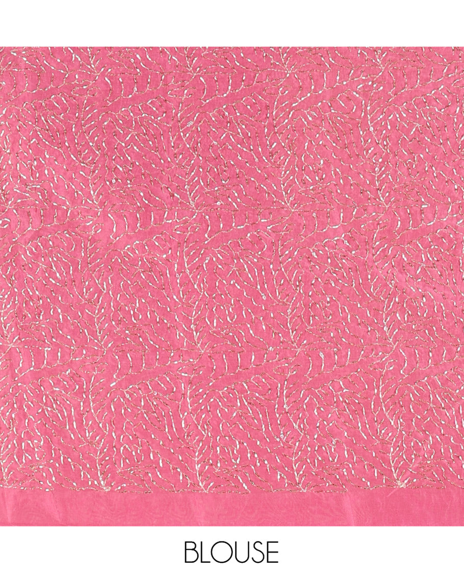 Borderless Pink Plain Rangoli Chiffon Saree