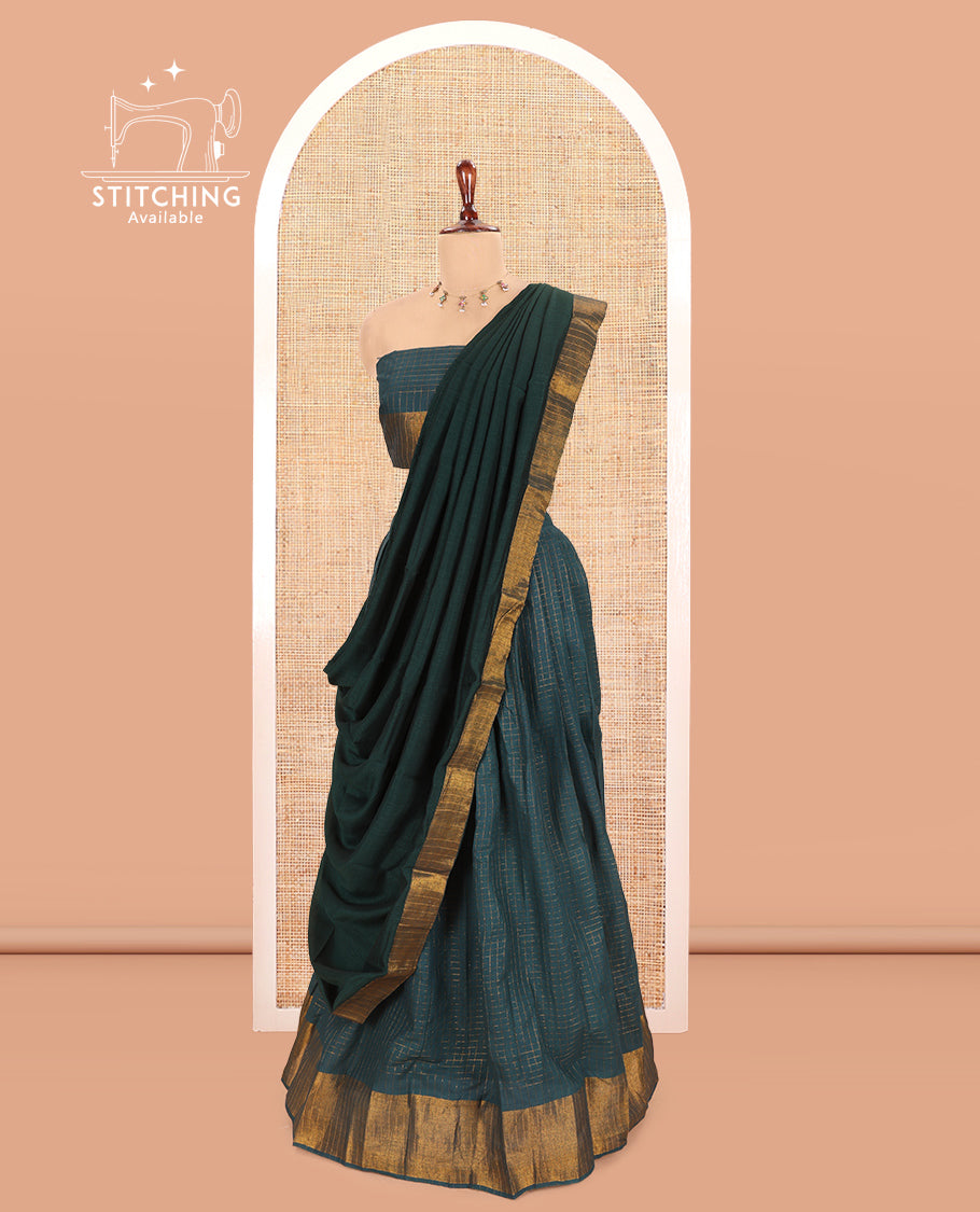 Bottle Green Sungudi Cotton Half-Saree