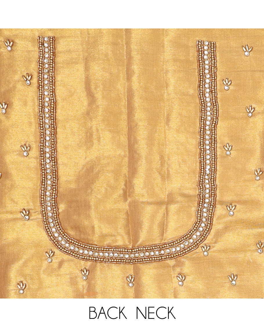 yellow, checked, paisley aari embroidery material blouse