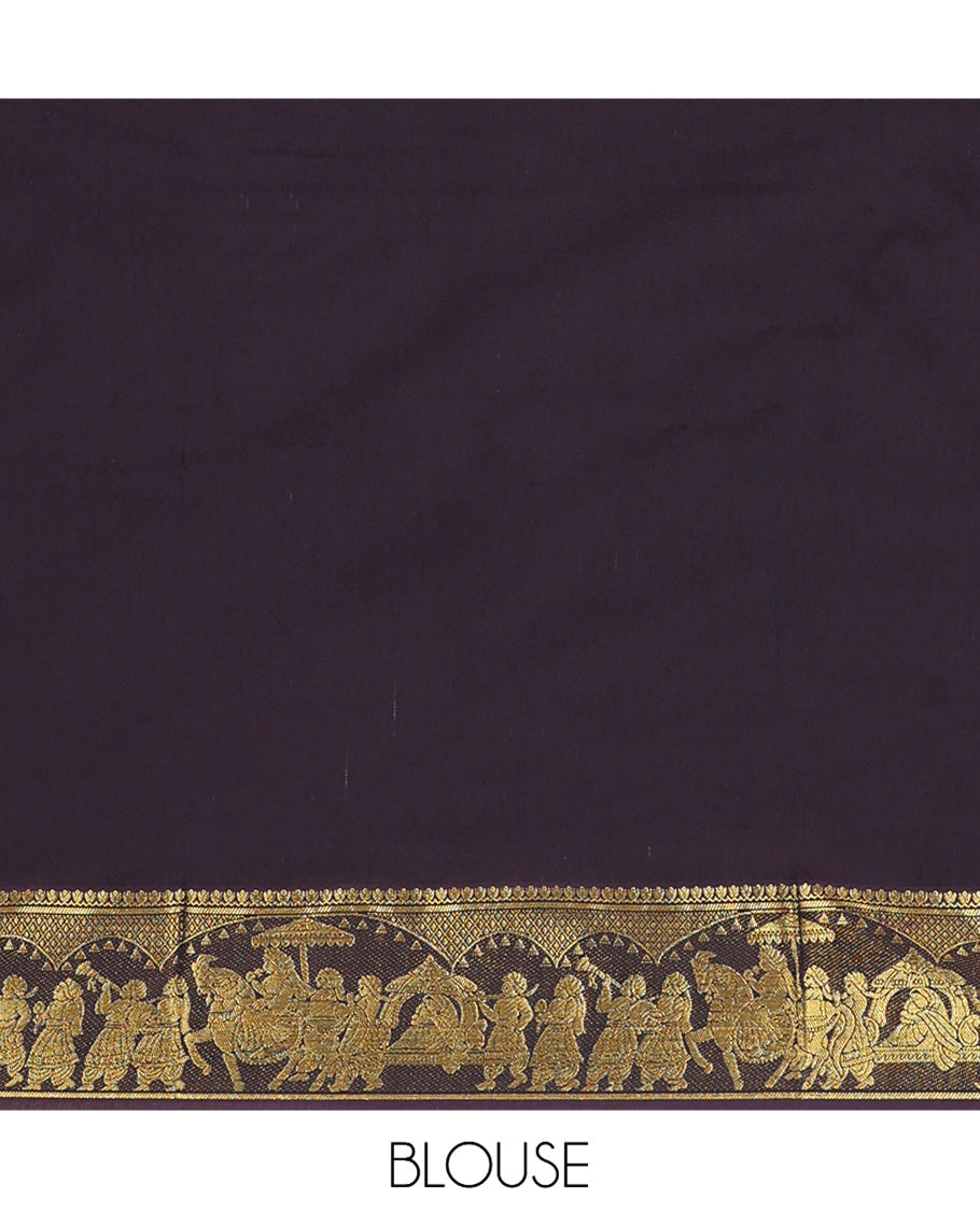 Brown Plain Kalyani Cotton Saree