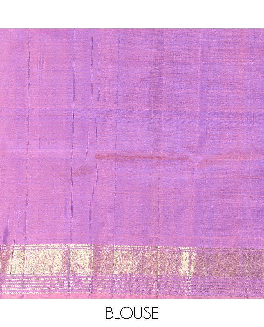 Blue Vasundhara Silk Saree, Enthralled with Zari Buttas All Over Its Body, Complemented by a Contrast Border of Neli, and Round Chakram Designs, Grand Jaal Pallu, and Paired with a Contrast Blouse