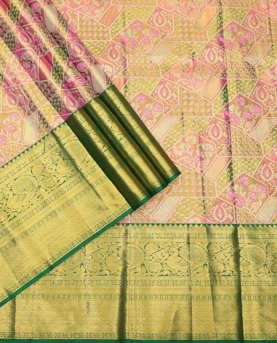 Multi-Color Pure Silk Navarathna Pavadai Material Set