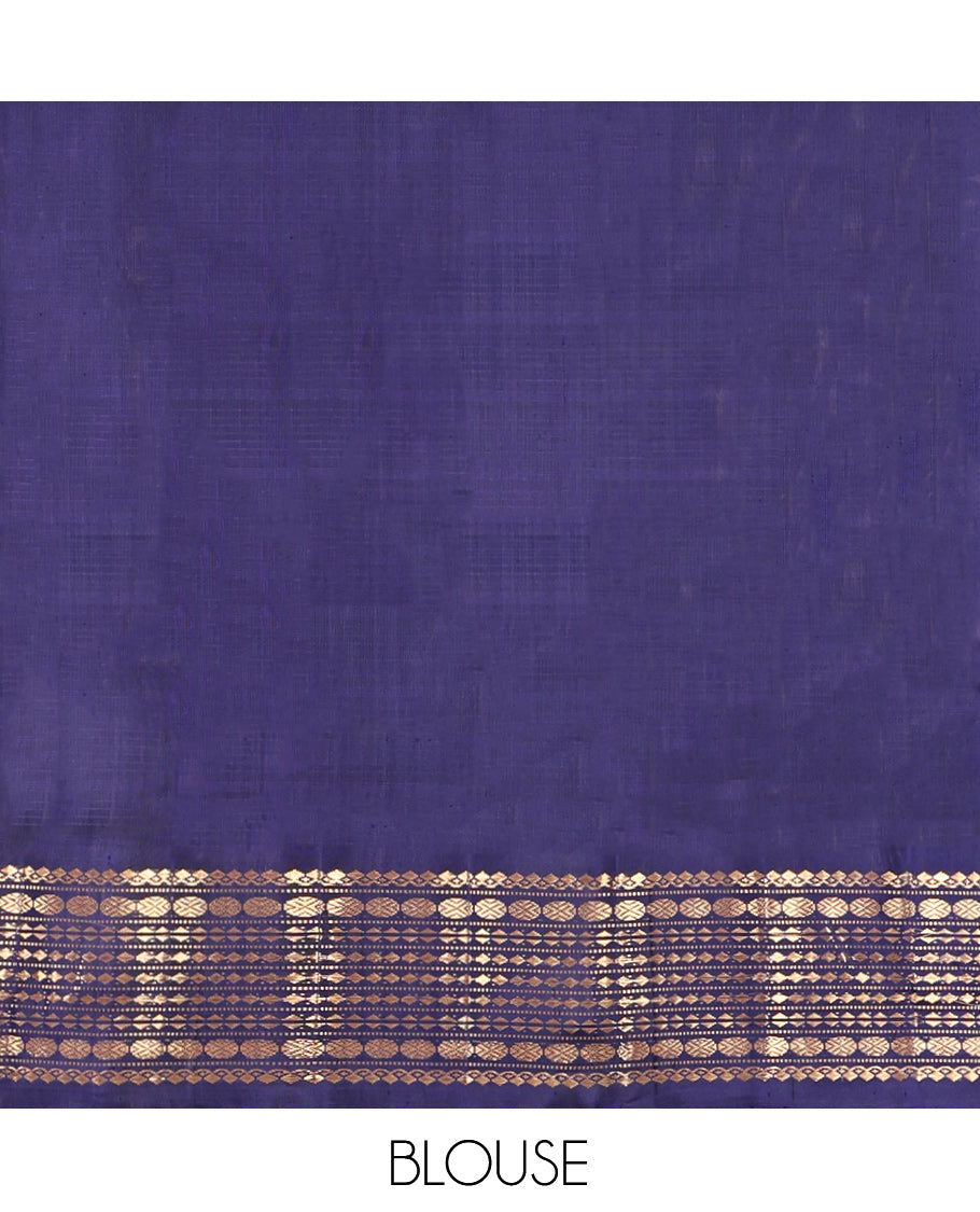 Red Gadwal Silk Saree, Finely Crafted with Buttas and Checks, Complemented by a Contrast Traditional Zari Border, Grand Jaal Pallu, and a Contrast Blouse