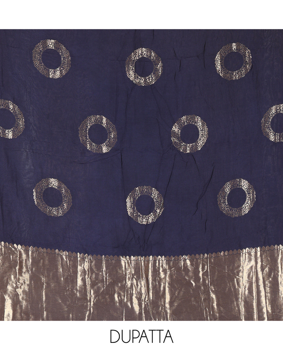 Navy Blue Semi-Silk Material Chudidar Set