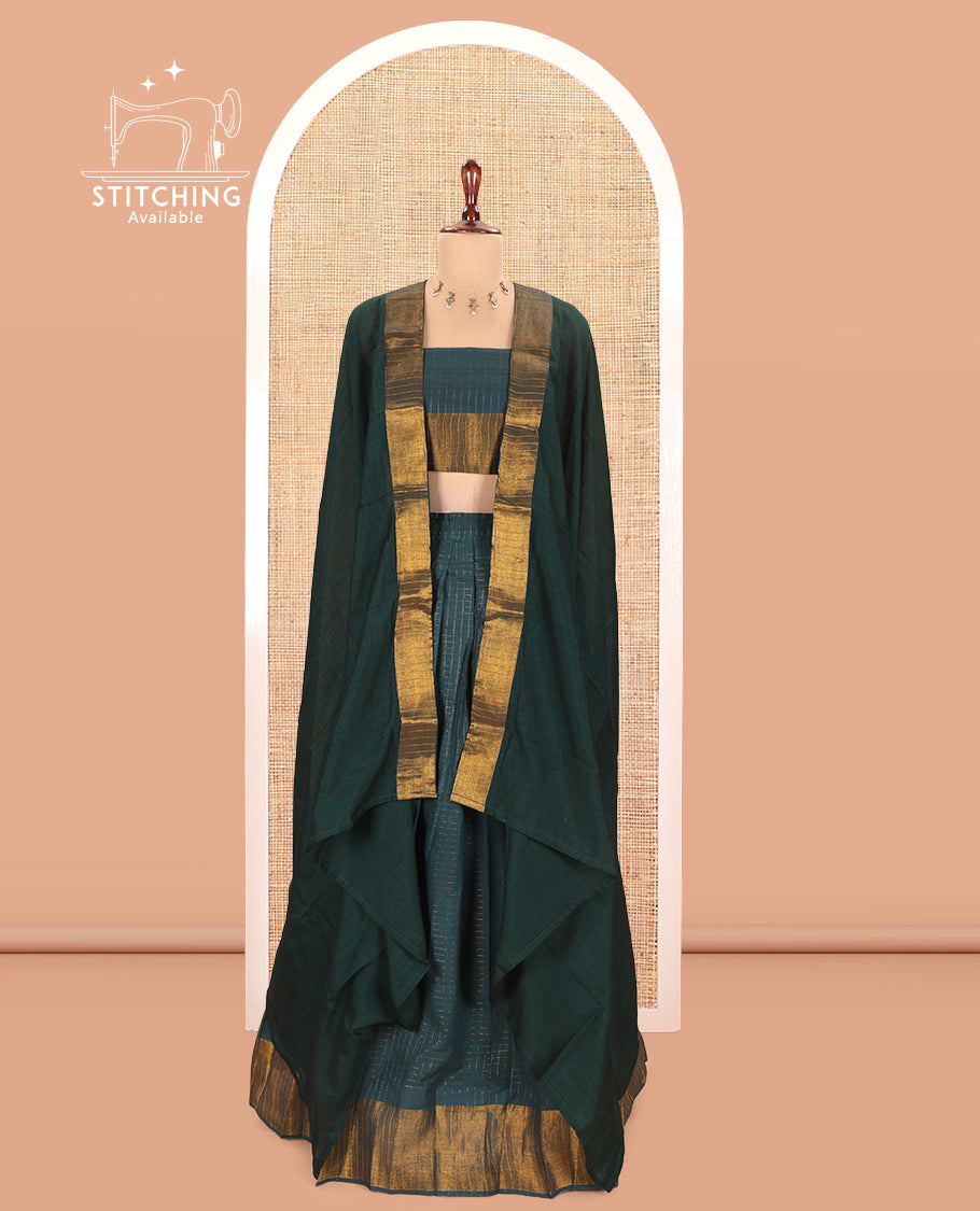 Bottle Green Sungudi Cotton Half-Saree