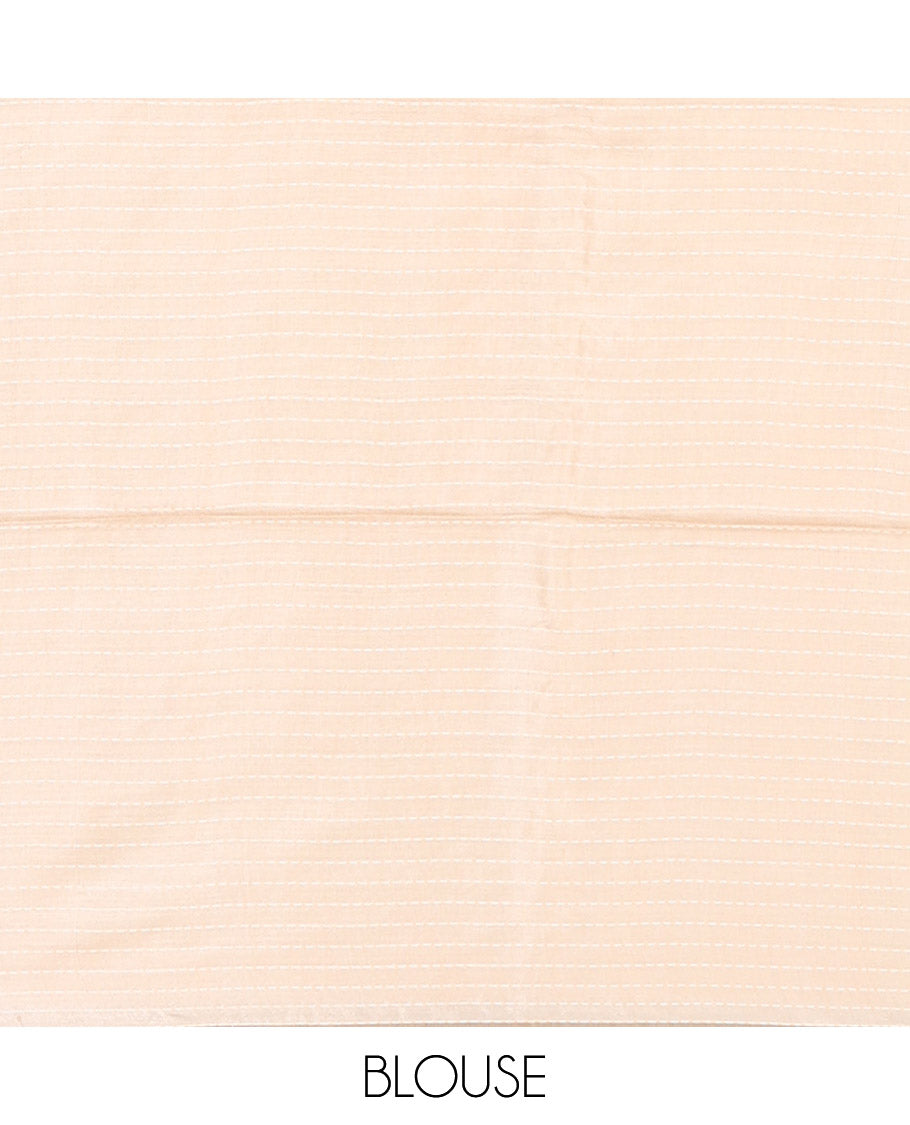 Black and Sandal Tussar Silk Saree, Mesmerized with Burberry-Style Checks and Floral Print on Its Body, a Subtle Border, Subtly Striped Pallu, and Paired with a Matching Blouse