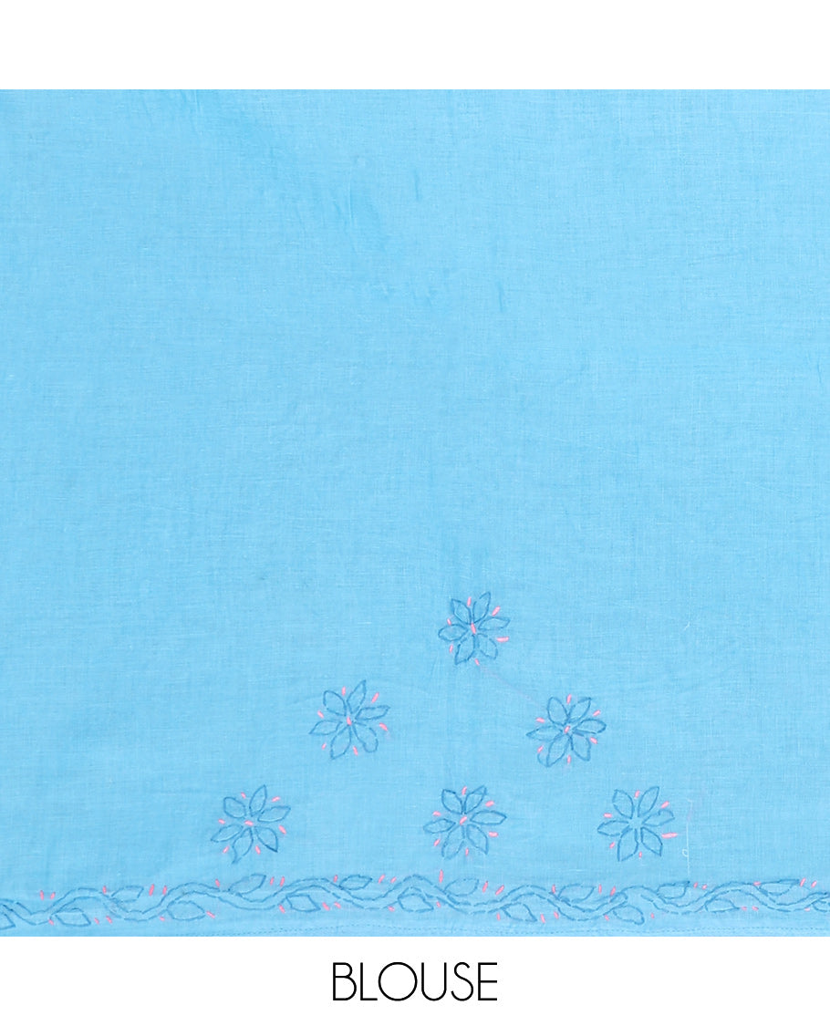 Blue Lucknowi Chikankari Saree