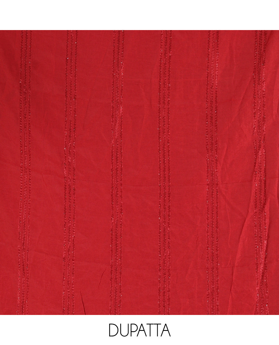 Multi-Color Shimmer Tissue Material Churidar, Graced with Madras Checked Neckwork Top, a Contrast Bottom, and a Sequins Striped Dupatta