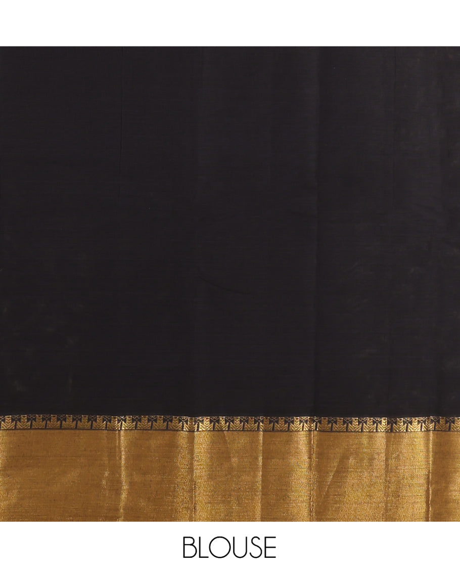 Black Plain Kanchi Cotton Saree