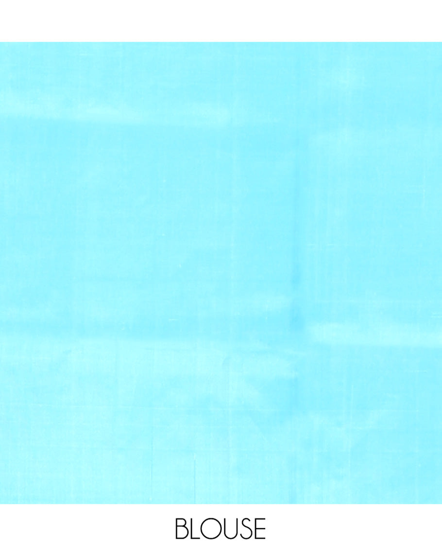 Borderless Blue Mayuri Soft Silk Saree, Beautified with Zari Buttas All Over Its Body, Sparsely Woven Pallu of Jaal and Floral Designs, and Paired with a Matching Blouse